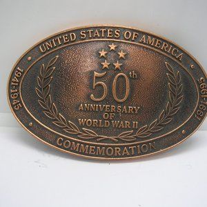 United Stated 50th Anniversary of World War 2 Commemorative belt buckle Crew INC